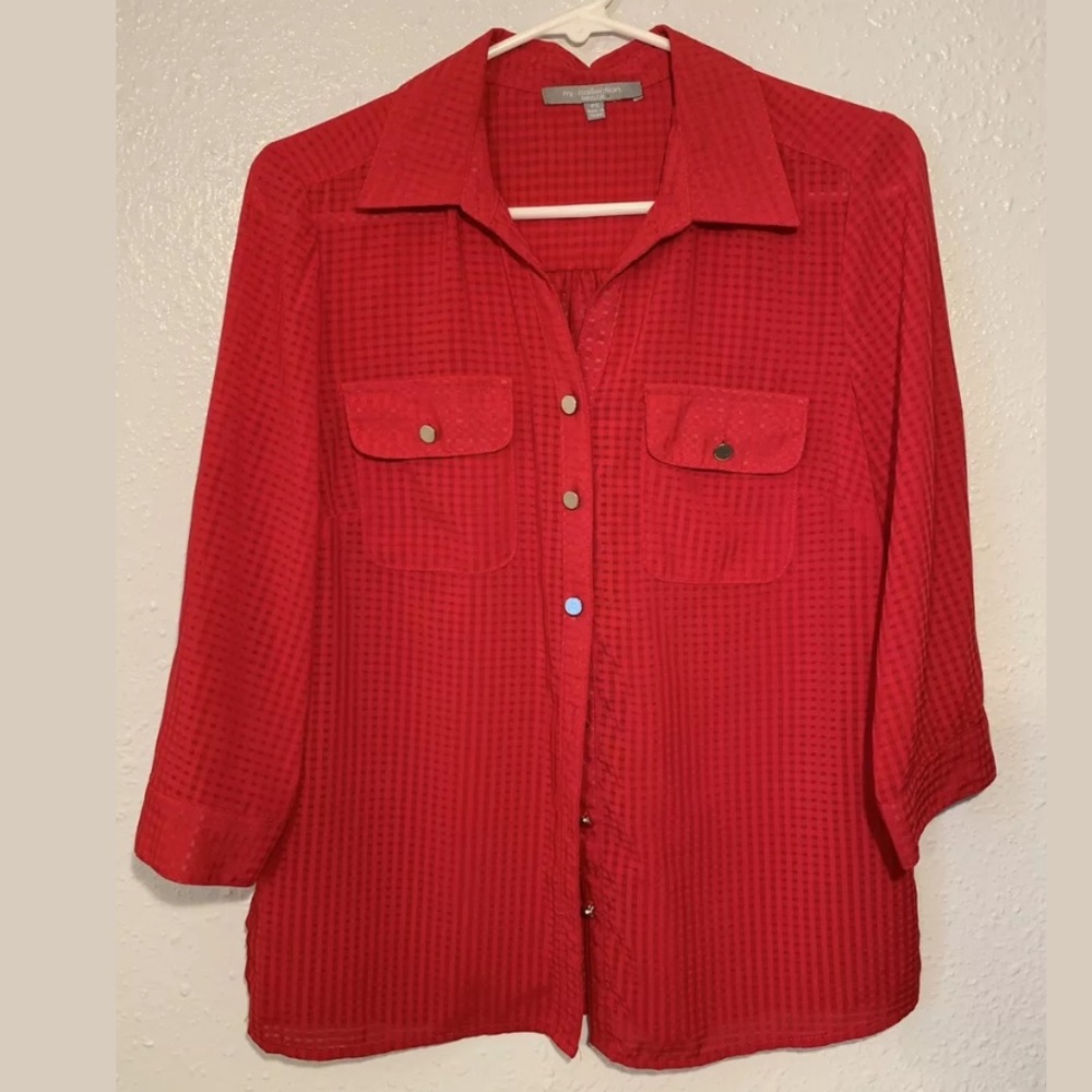 🩷 NY COLLECTION BUTTON DOWN BLOUSE SIZE SMALL PETITE